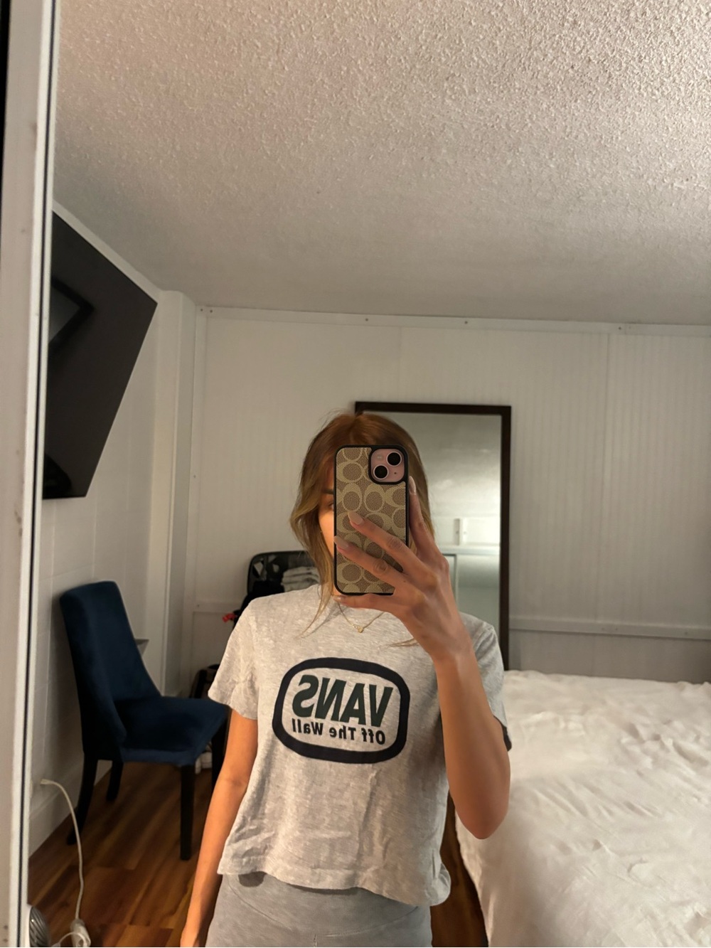 Vans Gray Logo Crop Tee with Black Print